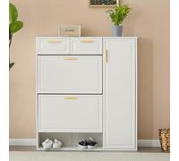 JYYQ Commode à Chaussures avec 2 Tiroirs Et 1 Rangement De Garde - Robe avec Porte De Garde - Robe,éQuipé De Deux Portes D'Armoire Rabattables,De Style Moderne,éQuipé d'un Espace De Rangement Ouvert.