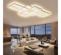 JYYQ Plafonnier Salon,72 Vatios,7200 LúMenes,Cadre Rectangulaire en Aluminium et BoîTier de Lampe en Acrylique,Lampe de Plafond LED Moderne Dimmable avec la TéLéCommande,3000k-6500k (Blanc, 110cm)