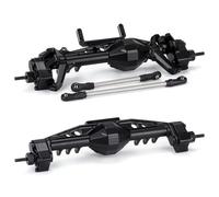 JYYTERD Essieu de Voiture RC pour Axial pour SCX10 III AR45 pour LCG 1/10 RC, Pièces De Mise À Niveau, Essieux Portail Avant Et Arrière en Aluminium CNC(Black)