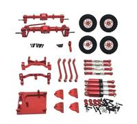 JYYTERD Pièces RC pour MN99S 1/12 rc Car Upgrade Parts Essieu De Portail Avant Et Arrière en Métal pour Châssis Biellette Liaison Support Tige Traction Amortisseur Ensemble Pneus(Red)