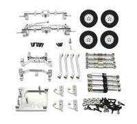 JYYTERD Pièces RC pour MN99S 1/12 rc Car Upgrade Parts Essieu De Portail Avant Et Arrière en Métal pour Châssis Biellette Liaison Support Tige Traction Amortisseur Ensemble Pneus(Silver)