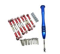 JYYTERD Pièces RC pour WLtoys 144001 1/14 RC Pièces Rechange Voiture Lien Métallique Servo Tige Traction Ensemble Tiges Direction Composant Mise À Niveau Remplacer Les Accessoires(Red)