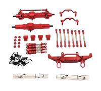 JYYTERD Pièces RC pour Wpl pour C14 C24 C24-1 1/16 rc Car Upgrade Parts Essieu Avant Et Arrière en Métal pour Châssis Biellette De Liaison Tige Traction Support D'amortisseur Ensemble(Red)