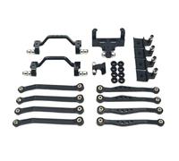 JYYTERD Pièces RC pour Wpl pour C64 C64-1 1/16 rc Car Upgrade Parts Accessoires Métal pour Châssis Biellette Liaison Tige Traction Support De D'amortisseur Servo Ensemble(Black)