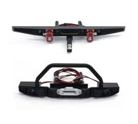 JYYTERD RC Pare-Chocs pour Traxxas pour TRX4 pour Axial pour SCX10 Pièces De Mise À Niveau pour Voiture Chenilles RC 1/10, Pare-Chocs Avant Et Arrière en Métal avec Éclairage(Front and Rear)