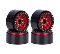 JYYTERD Voiture RC Pneus pour SCX10 Pro pour TRX4 pour Capra VS4-10 pour Redcat Gen8 1/10 RC Pneu De Voiture sur Chenilles CNC en Aluminium 1,9 Pouces Moyeu Roue Beadlock(Red)