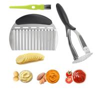 JYYWTSI 2 Pièces Presse Purée Rotative Et Coupe Légumes Ondulé, Acier Inoxydable Robuste, Poignée Confortable, pour Purée de Pommes de Terre, Légumes, Repas Faits Maison en Aliments pour Bébés