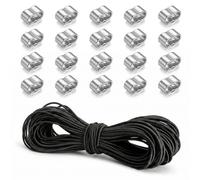 JYYWTSI 30M Corde Élastique 3MM avec 20 Clips, Sandow Élastique Noir, Corde Tendeur Extensible Découpable pour Camping Remorque Moto Bagage DIY Extérieur