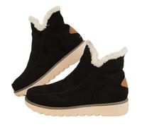 jyyyou Bottes De Neige Classiques Antidérapantes pour Femmes, Bottines Chaudes Doublées De Fourrure Antidérapantes, Bottes à Talons Plats à Enfiler avec Soutien De La Voûte Plantaire (Noir,37.5)