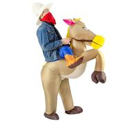 JYZCOS Costume de cow-boy gonflable adulte Western Horse Rider Déguisements pour la fête d'Halloween(Marron)