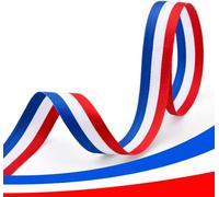 JYZPJ Ruban rouge blanc et bleu - 20 mm x 2 m Ruban de couronnement double face avec motif Union Jack rayé bleu pour travaux manuels, vacances, décoration de fête, emballage, artisanat, couture