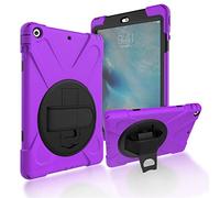 JZ 360 Degrees Kickstand Coque Cover Compatible with iPad Air Stand Coque with Wrist Strap and Shoulder Strap - Purple