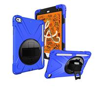 JZ 360 Degrees Kickstand Coque Cover Compatible with iPad Mini 4/5 Stand Coque with Wrist Strap,Shoulder Strap and Pencil Holder - Blue