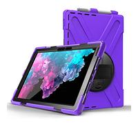 JZ 360 Degrees Kickstand Coque Cover Compatible with Microsoft Surface Pro 7/6/5/4 Stand Coque with Wrist Strap,Shoulder Strap and Pencil Holder - Purple