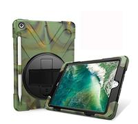 JZ 360 Degrees Kickstand Coque Cover Compatible with New iPad 9.7 inch (2017/2018) Stand Coque with Wrist Strap,Shoulder Strap and Pencil Holder - Camouflage