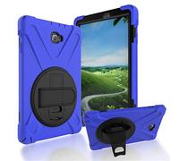 JZ 360 Degrees Kickstand Coque Cover Compatible with Samsung Galaxy Tab A 10.1 2016 (NO S Pen Version) SM-T580/T585/T587 Stand Coque with Wrist Strap and Shoulder Strap - Blue