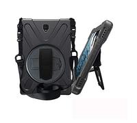 JZ 360 Degrees Kickstand Coque Cover Compatible with Samsung Galaxy Tab A 8.0 2017 (SM-T380,T385) Stand Coque with Wrist Strap and Shoulder Strap - Black