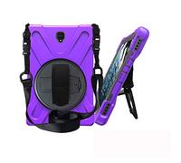 JZ 360 Degrees Kickstand Coque Cover Compatible with Samsung Galaxy Tab A 8.0 2017 (SM-T380,T385) Stand Coque with Wrist Strap and Shoulder Strap - Purple