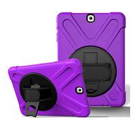 JZ 360 Degrees Kickstand Coque Cover Compatible with Samsung Galaxy Tab A 8.0 2018 (SM-T387) Stand Coque with Wrist Strap and Shoulder Strap - Purple