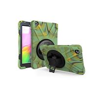 JZ 360 Degrees Kickstand Coque Cover Compatible with Samsung Galaxy Tab A 8.0 2019 (SM-T290,T295) Stand Coque with Wrist Strap and Shoulder Strap - Camouflage