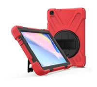 JZ 360 Degrees Kickstand Coque Cover Compatible with Samsung Galaxy Tab A 8.0 with S Pen Coque (2019) SM-P200/P205 Stand Coque with Wrist Strap and Shoulder Strap - Red