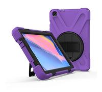 JZ 360 Degrees Kickstand Coque Cover Compatible with Samsung Galaxy Tab A 8.0 with S Pen Coque (2019) SM-P200/P205 Stand Coque with Wrist Strap and Shoulder Strap - Purple