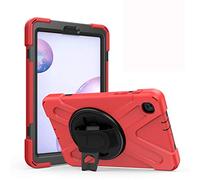 JZ 360 Degrees Kickstand Coque Cover Compatible with Samsung Galaxy Tab A 8.4 2020 (SM-T307) Stand Coque with Wrist Strap and Shoulder Strap - Red