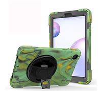 JZ 360 Degrees Kickstand Coque Cover Compatible with Samsung Galaxy Tab A 8.4 2020 (SM-T307) Stand Coque with Wrist Strap and Shoulder Strap - Camouflage