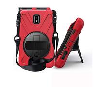 JZ 360 Degrees Kickstand Coque Cover Compatible with Samsung Galaxy Tab Active 2 (SM-T390,T395,T397) Stand Coque with Wrist Strap and Shoulder Strap - Red