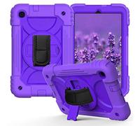 JZ Bicolor Rotating Bracket Coque Compatible with Samsung Galaxy Tab A 8.4 2020 (SM-T307) Stand Coque with Wrist Strap and Shoulder Strap - Purple