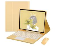 JZ Clavier Tactile magnétique combiné Cas pour iPad 10th Generation 2022 10.9 inch Case avec Clavier Cover et Souris (Stylo Non Inclus) for iPad 10th - Yellow