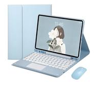 JZ Clavier Tactile magnétique combiné Cas pour iPad Air 13-inch M2 2024 Case avec Clavier Cover et Souris (Stylo Non Inclus) for iPad Air 13 inch - Blue