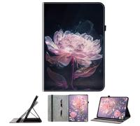 JZ Crystal Pattern Painted PU Leather Wallet Cas pour 7 in Kindle Paperwhite(12th Genn-2024) Couverture protectrice avec Support - Purple Peony Flower