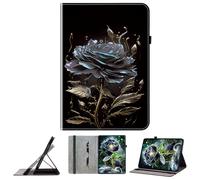 JZ Crystal Pattern Painted PU Leather Wallet Cas pour Amazon Fire HD 10 (7th 2017/9th 2019) Couverture protectrice avec Support - Black Rose