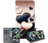 JZ Crystal Texture Cas pour Honor Magic6 Pro 5G, Couverture de Portefeuille en Cuir PU Peint à la Main avec Fentes pour Cartes et Stand - Love