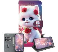 JZ Crystal Texture Cas pour Honor Magic7 5G, Couverture de Portefeuille en Cuir PU Peint à la Main avec Fentes pour Cartes et Stand - Cat