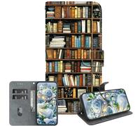 JZ Crystal Texture Cas pour Nokia 5.4, Couverture de Portefeuille en Cuir PU Peint à la Main avec Fentes pour Cartes et Stand - Bookshelf