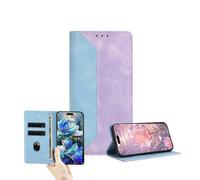 JZ Dual-Tone Flip Portefeuille Cas pour Honor Magic8 Pro 5G,RFID Bloquer PU Cuir Couverture avec fenêtre Carte & Fonction Stand - Blue&Purple