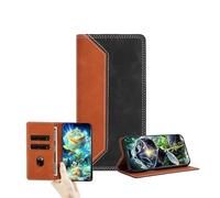 JZ Dual-Tone Flip Portefeuille Cas pour OnePlus 10T 5G,RFID Bloquer PU Cuir Couverture avec fenêtre Carte & Fonction Stand - Brown&Black