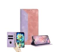 JZ Dual-Tone Flip Portefeuille Cas pour OnePlus Ace 6,RFID Bloquer PU Cuir Couverture avec fenêtre Carte & Fonction Stand - Purple&Pink