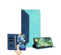JZ Dual-Tone Flip Portefeuille Cas pour OnePlus Nord N10 5G,RFID Bloquer PU Cuir Couverture avec fenêtre Carte & Fonction Stand - Dark Blue&Green
