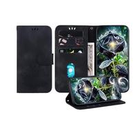 JZ Embossed Lotus Leather Wallet Cover pour Honor Magic6 Lite / X9b 5G Affaire avec Porte-Carte & Kickstand - Black