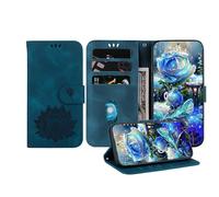 JZ Embossed Lotus Leather Wallet Cover pour Nokia C2 2nd Edition Affaire avec Porte-Carte & Kickstand - Blue