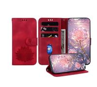 JZ Embossed Lotus Leather Wallet Cover pour Xiaomi Poco M4 / M5 / RedMi 10 / Note 11R/11E Affaire avec Porte-Carte & Kickstand - Red