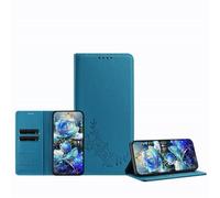 JZ Étui portefeuille à rabat en cuir pour TCL 60 SE NxtPaper, blocage RFID, béquille, emplacements pour cartes, coque de protection pour femme et fille, motif pivoine en relief Lagon