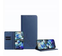JZ Étui portefeuille à rabat en cuir pour Xiaomi Poco M6 / M6 Plus/Redmi 13/13X, blocage RFID, béquille, emplacements pour cartes, coque de protection pour femme et fille, bleu foncé