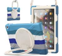 JZ Étui pour Amazon Fire HD 10 & 10 Plus (11th Gen,2021), résistant Anti-Choc Heavy Duty avec Support Rotatif 360°, poignée et bandoulière - Colourful Blue