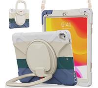 JZ Étui pour iPad 5th/6th / Pro 9.7 / Air 2, résistant Anti-Choc Heavy Duty avec Support Rotatif 360°, poignée et bandoulière - Colourful Green