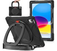 JZ Étui pour iPad (A16) 11th/10th Gen 2025/2022, résistant Anti-Choc Heavy Duty avec Support Rotatif 360°, poignée et bandoulière - Black