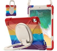 JZ Étui pour iPad Pro 10.5 inch/Air 3rd Gen, résistant Anti-Choc Heavy Duty avec Support Rotatif 360°, poignée et bandoulière - Colourful Red